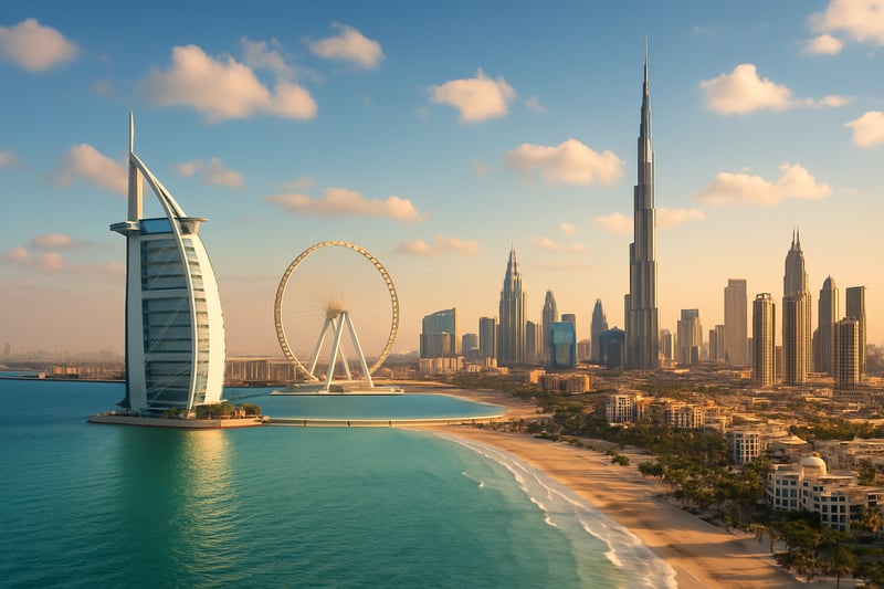 Scenic view of Dubai skyline highlighting top travel destinations Scenic view of Dubai skyline highlighting top travel destinations